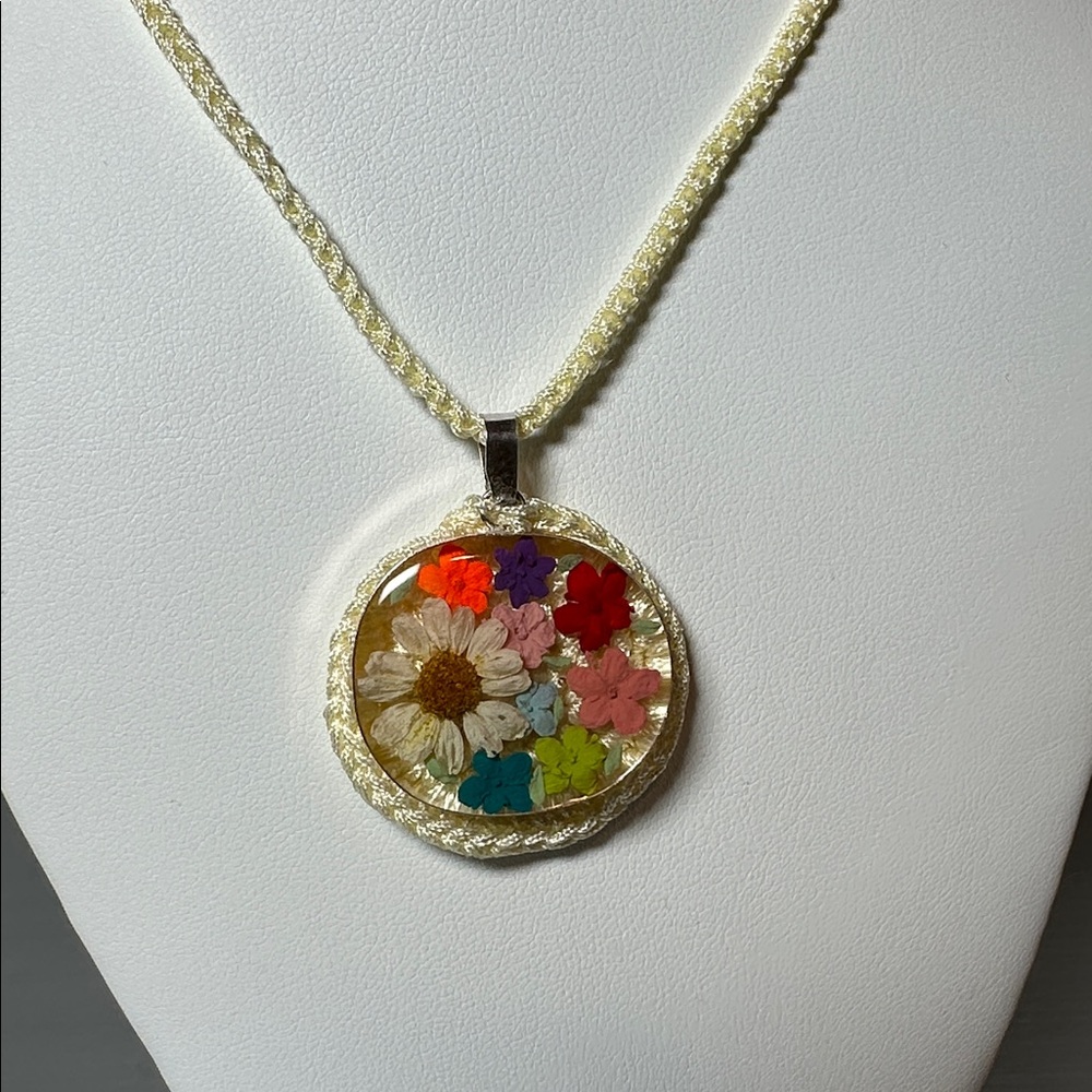 Flower and Crochet Necklace